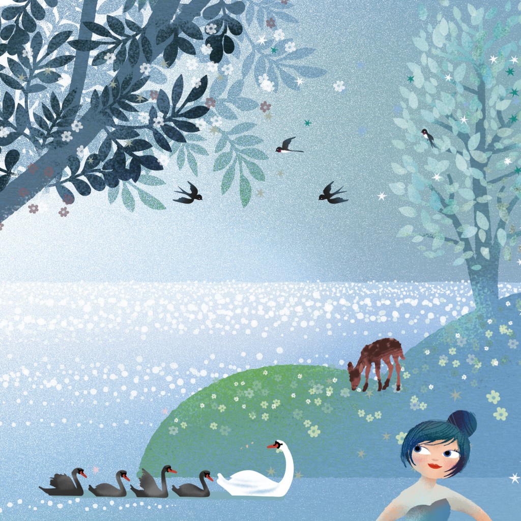 Mermaid and a family of swans