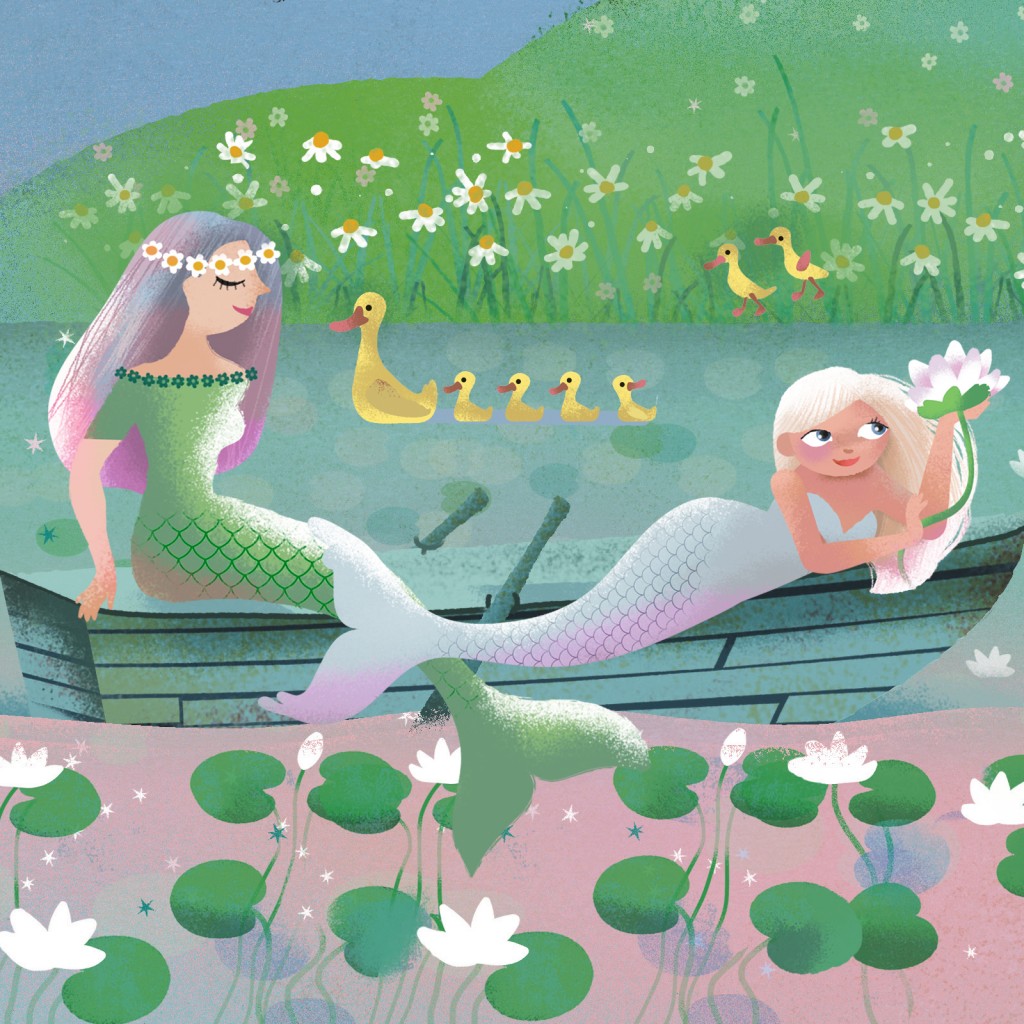 Mermaids in a rowing boat