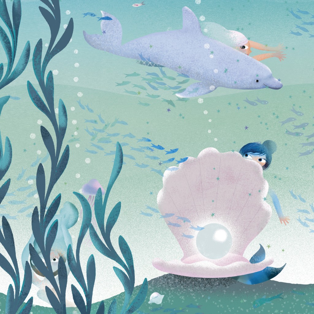 Mermaids playing hide and seek